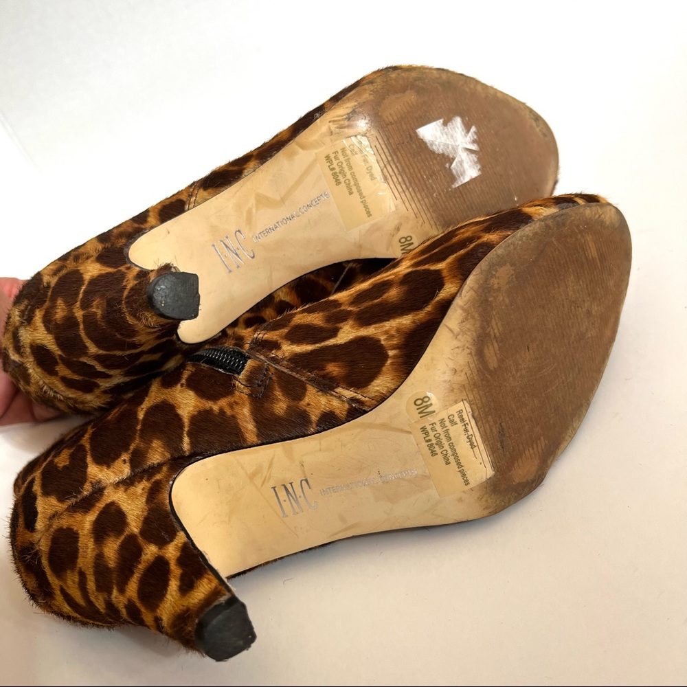 INC Leopard Print Pony Hair Bootie I-9 - Picture 9 of 12